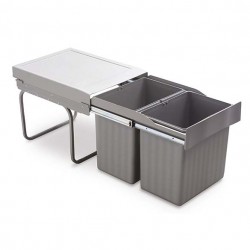 Koš za smeti PVC z vodili 2x16l - siv Koš za smeti PVC z vodili 2x16l - siv