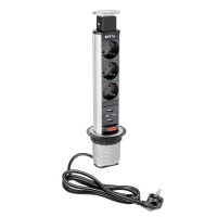 GTV okrogla potopna vtičnica fi 60mm 3x schuko 2x USB