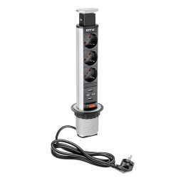 GTV okrogla potopna vtičnica fi 60mm 3x schuko 2x USB GTV okrogla potopna vtičnica fi 60mm 3x schuko 2x USB